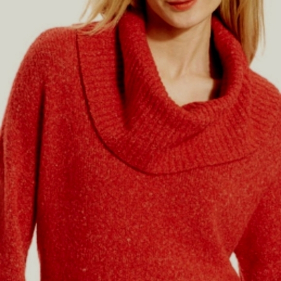 Michael Kors Sweater Women's Red Metallic Ruche Sides Cowl Neck Pullover Sz 2X - Picture 1 of 12